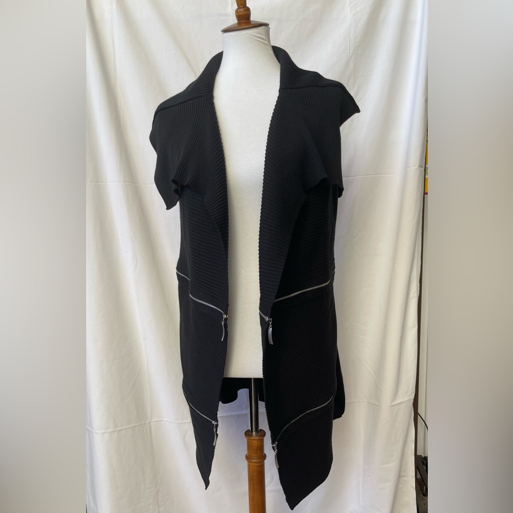 Stylish Mod Angel Apparel Ribbed Vest/Tunic With Horizontal Zippers Sz M